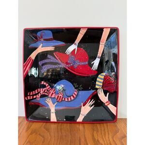 Certified International Susan‎ Winget RED HAT SOCIETY 13" Square Serving Platter